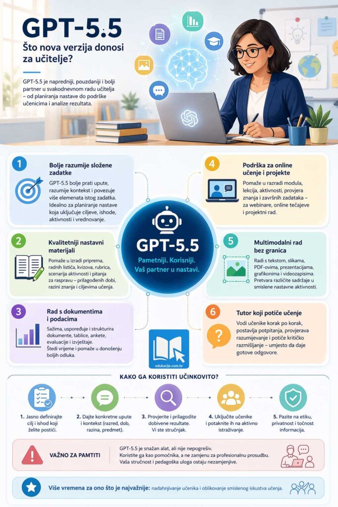 GPT-5.5 učiteljima donosi bolju podršku u planiranju nastave, izradi materijala, analizi podataka i vođenju učenika kroz učenje
